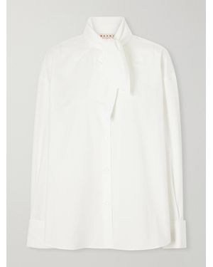 Marni Scarf-Detailed Cotton-Poplin Shirt - White