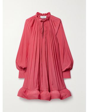 Lanvin Ruffled Charmeuse Mini Dress - Red