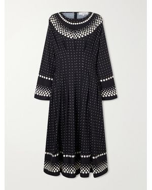 Sea Elly Polka-Dot Print Crepe Midi Dress - Black