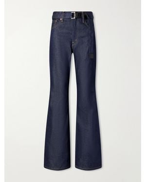 Sacai Levi's Belted Webbing-Trimmed Mid-Rise Flared Jeans - Blue
