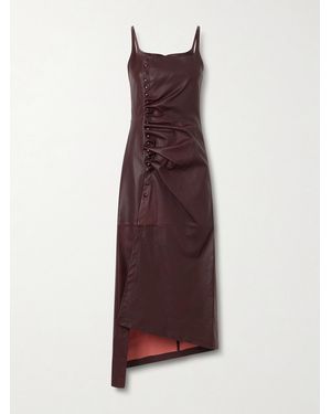 Rabanne Asymmetrisches Midikleid Aus Leder Mit Raffungen - Lila