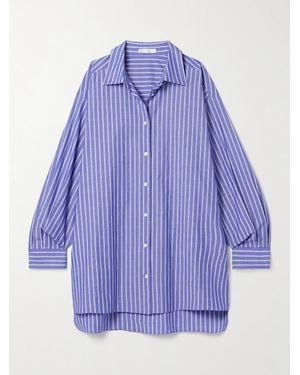 The Row Luka Oversized Striped Organic Cotton-Poplin Shirt - Blue
