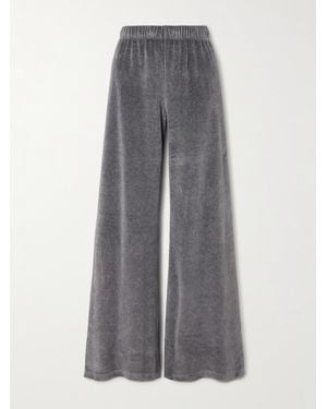 Suzie Kondi Zephyra Cotton-Blend Velour Wide-Leg Trousers - Grey