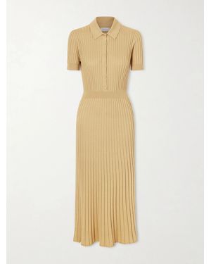 Gabriela Hearst Amor Ribbed Silk And Cashmere-Blend Midi Dress - Natural