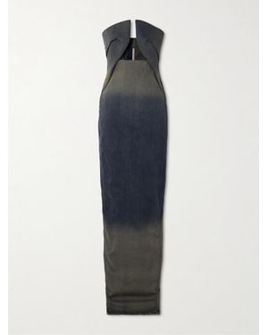 Rick Owens Prong Trägerlose Robe Aus Stretch-Denim Mit Farbverlauf - Blau