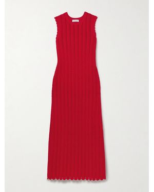 Altuzarra Sissi Ribbed Open-Knit Organic Cotton Midi Dress - Red