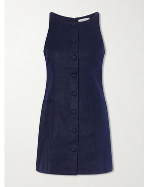 Faithfull the Brand Solana Linen Mini Dress - Blue