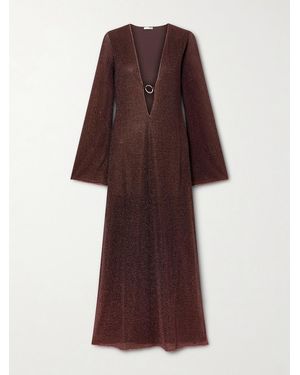 Oséree Lumière Metallic Stretch-Knit Kaftan - Purple