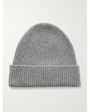 Johnstons of Elgin Ribbed Cashmere Beanie - Grey