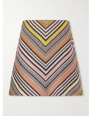 Missoni Striped Metallic Crochet-Knit Mini Skirt - Grey