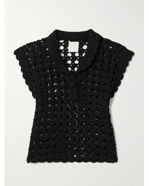 Suzie Kondi Iris Crocheted Cotton Top - Black