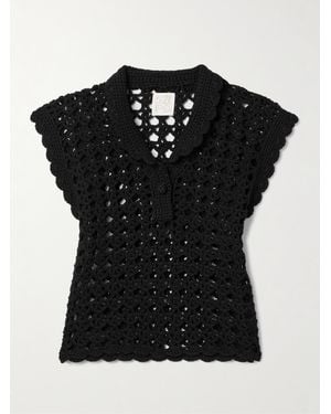 Suzie Kondi Iris Crocheted Cotton Top - Black