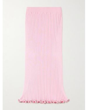Jil Sander Bead-Embellished Ribbed-Knit Midi Skirt - Pink