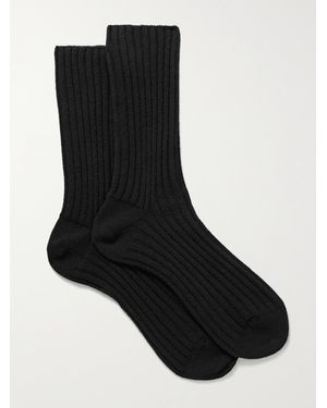 The Row Chaussettes En Cachemire Côtelé - Noir