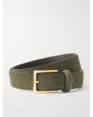 Anderson's Narrow Suede Belt - Green