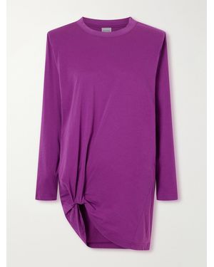 Balenciaga Gathered Cotton-Jersey T-Shirt - Purple