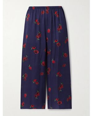 KHAITE Mindy Printed Twill Wide-Leg Pants - Blue