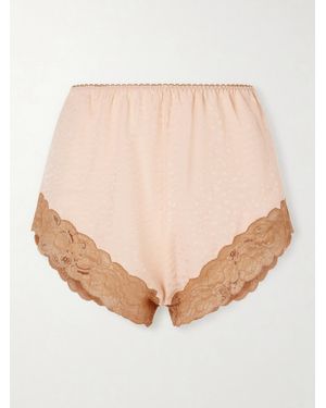 Chloé Lace-Trimmed Silk-Jacquard Shorts - Natural