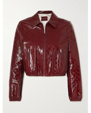 Gucci Veste En Cuir Verni Gaufré - Rouge