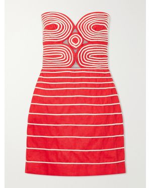 ANDRES OTALORA Muy Poetica Cut-Out Embroidered Linen Mini Dress