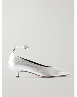 Aeyde Priya 35 Metallic-Leather Court Shoes - White