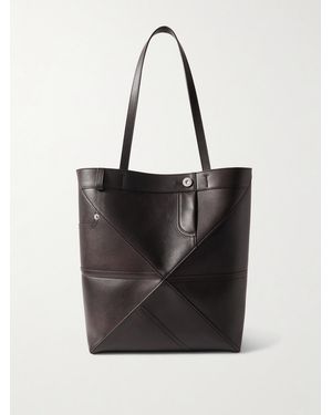 Loewe Puzzle Fold Panta Medium Convertible Leather Tote - Black