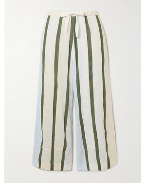 lemlem Desta Striped Cotton-Blend Wide-Leg Pants - White