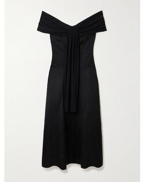 Abadia Schulterfreies Midikleid Aus Voile Und Stretch-Bambus-Jersey - Schwarz