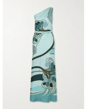 La DoubleJ Printed Silk Satin Maxi Dress - Blue