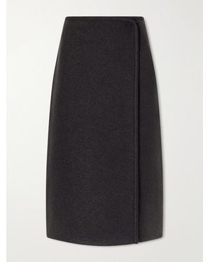 Rier Walker Felted Wool-Fleece Midi Skirt - Black