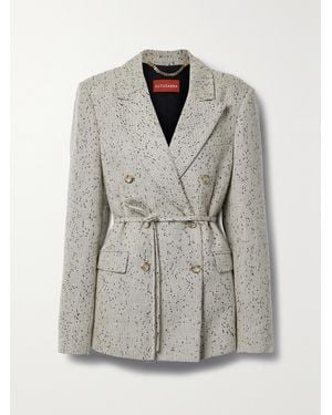 Altuzarra Hattson Belted Double-Breasted Sequin-Embellished Woven Blazer - Grey