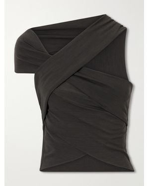 Cortana Myia Asymmetrical Crepe Blouse - Black