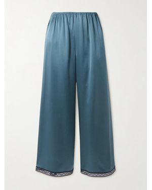 Eres Parfois Lace-Trimmed Silk-Satin Pyjama Trousers - Blue