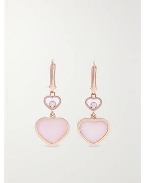 Chopard Happy Hearts 18-Karat Rose, Opal And Diamond Earrings - Pink