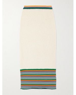 Christopher John Rogers Striped Cotton-Blend Bouclé Midi Skirt - Green