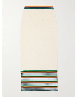 Christopher John Rogers Striped Cotton-Blend Bouclé Midi Skirt - Green