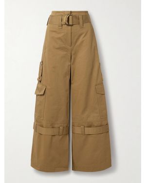 Zimmermann Illuminate Belted Cotton-Twill Wide-Leg Cargo Trousers - Natural