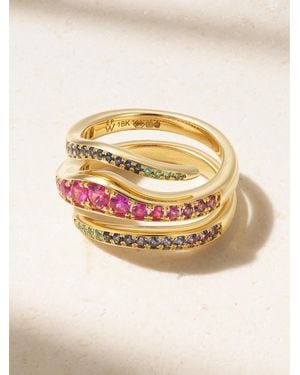 Emily P. Wheeler Bague En Or 18 Carats (750/1000) Recyclé, Saphirs Et Apatites Double Wrap - Métallisé