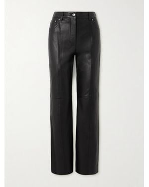 Rabanne Leather Straight-Leg Trousers - Black