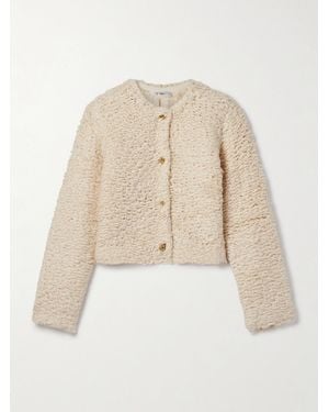 FRAME The Shag Cropped Knitted Cardigan - Natural