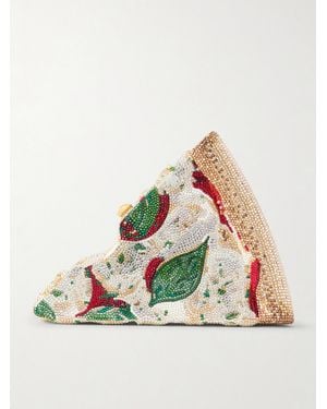 Judith Leiber Pizza Crystal-Embellished-Tone Clutch - White