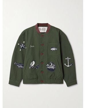 Sea Clyde Jacke Aus Baumwolle Mit Stickereien Und Cordbesatz - Grün
