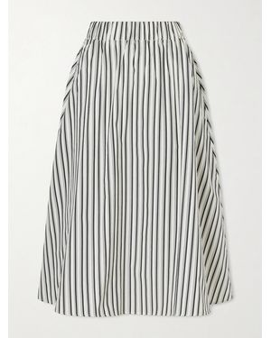 Maria McManus Striped Organic Cotton-Poplin Midi Skirt - White