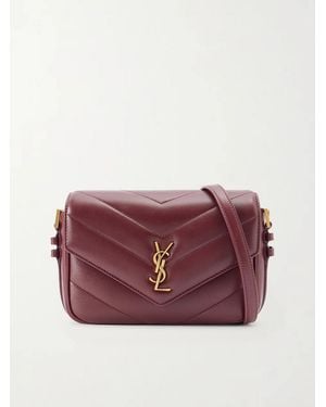 Saint Laurent Loulou Toy Matelassé Leather Shoulder Bag - Purple