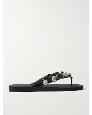 Balenciaga Cagole Embellished Rubber Flip Flops - White