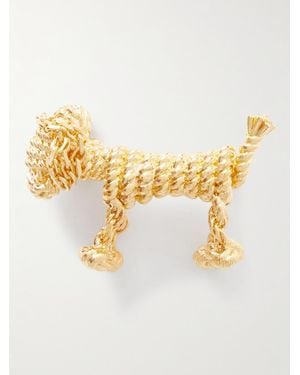 Loewe Sausage Dog-Tone Brooch - Mettallic