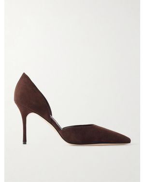 Manolo Blahnik Talernu 90 Suede Pumps - Brown