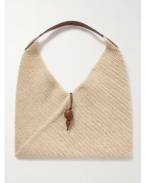 Hunting Season Origami Mittelgroße Schultertasche Aus Fiqué-Faser Mit Lederbesätzen - Natur