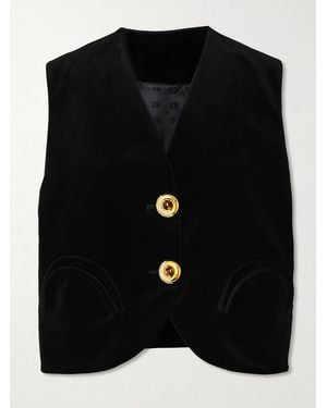 Blazé Milano Jealousy Gliss Crystal-Embellished Cotton-Velvet Vest - Black
