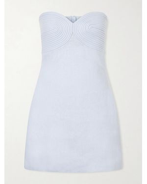 ANDRES OTALORA Amari Ama Strapless Embroidered Linen Mini Dress - White